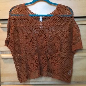 Brown Crochet Free People Top